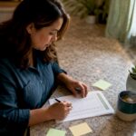 Homeowner reviewing property maintenance checklist