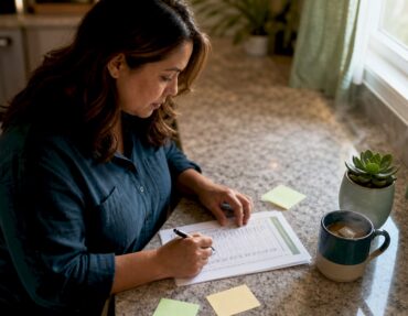 Homeowner reviewing property maintenance checklist