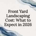 Decorative title card illustration for front yard landscaping cost article
