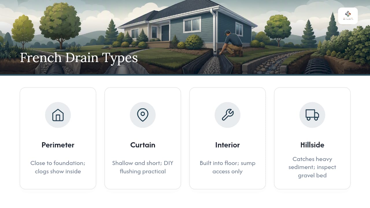 Comparison of four French drain types