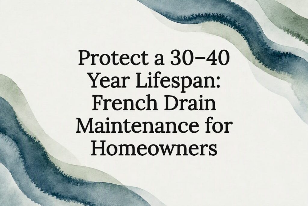 Decorative French drain maintenance title card