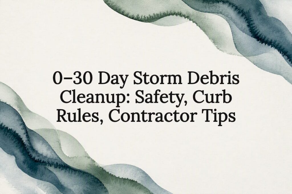 Decorative storm debris cleanup title card