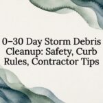 Decorative storm debris cleanup title card