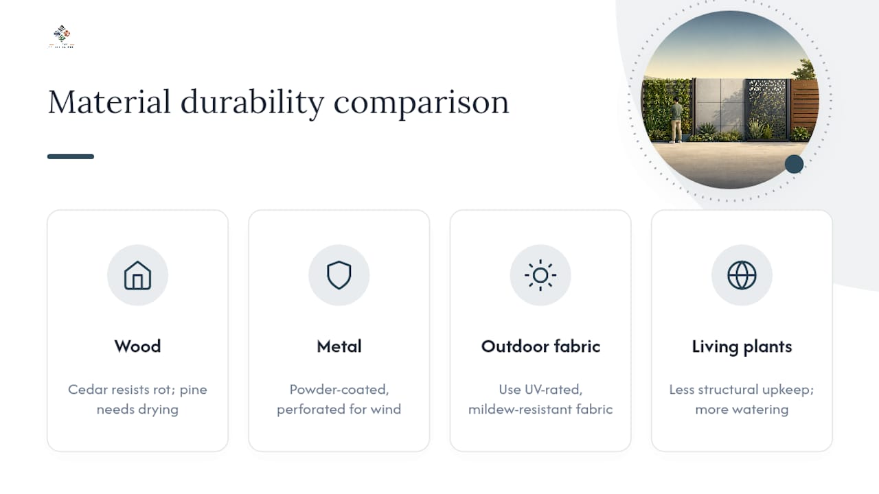 Comparison of outdoor screen materials