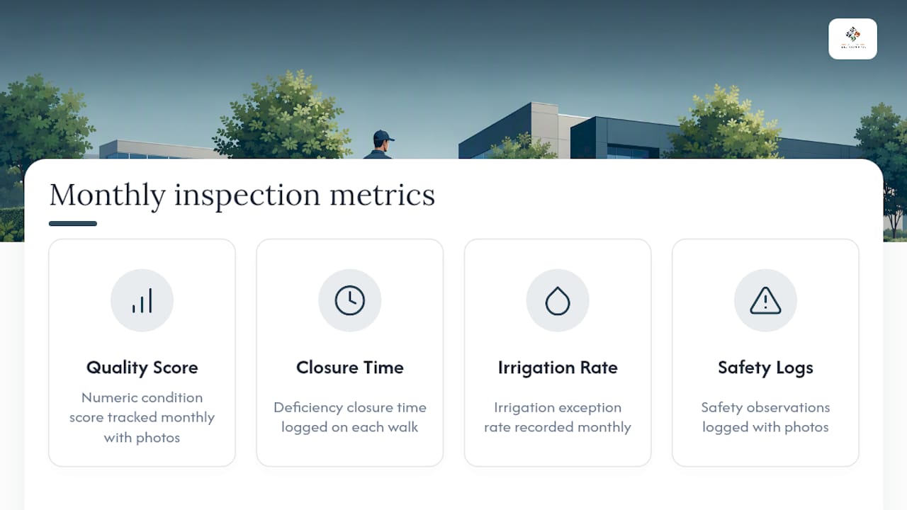 Four commercial landscape inspection scorecard metrics