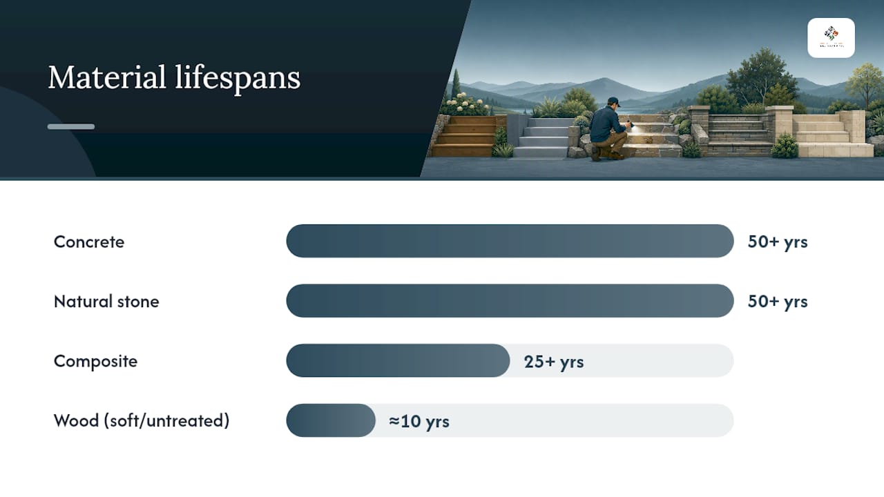 Outdoor step materials lifespan comparison