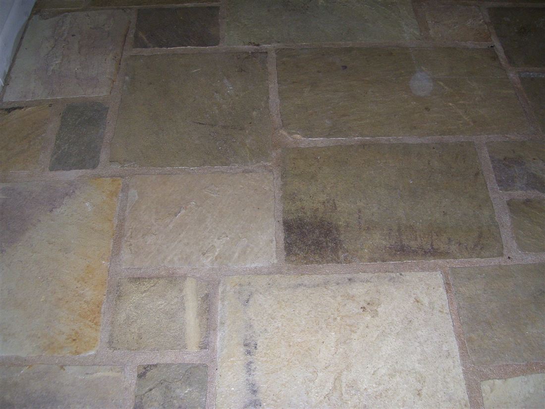 Ashlar sandstone floor