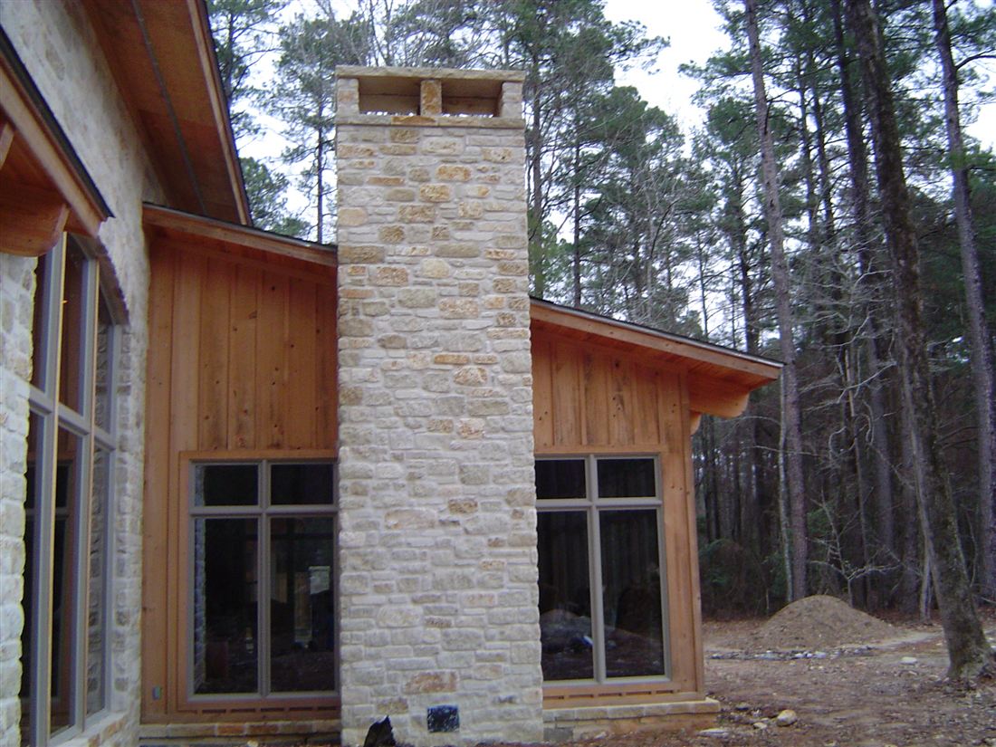 Chimney, full-height cut limestone
