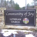 Community of Joy Lutheran, stone columns