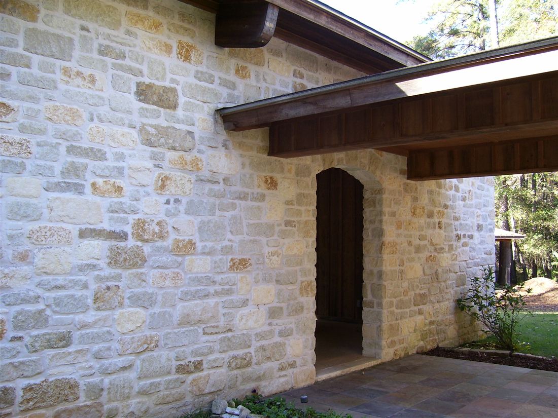 Cream limestone, wall and doorway