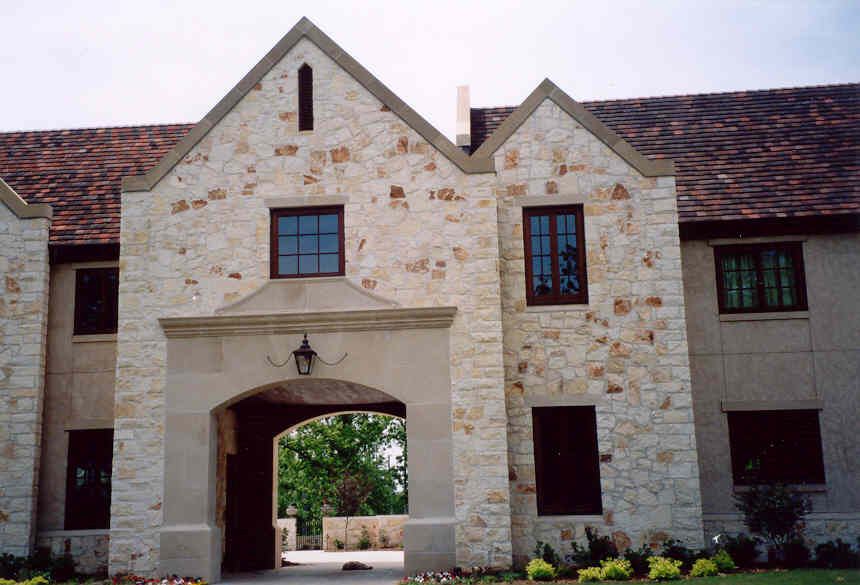 Cut limestone, porte-cochere