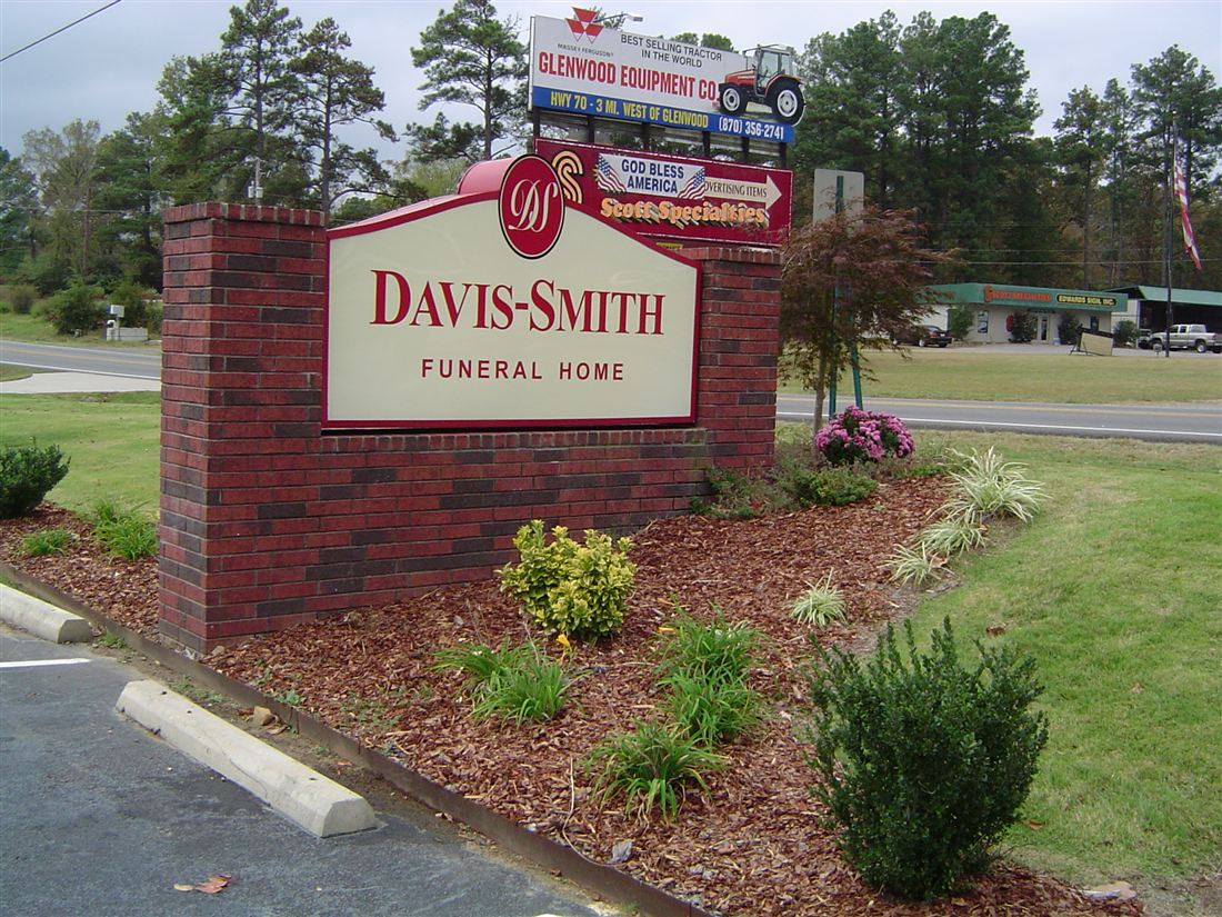 Davis-Smith Funeral Home, brick sign