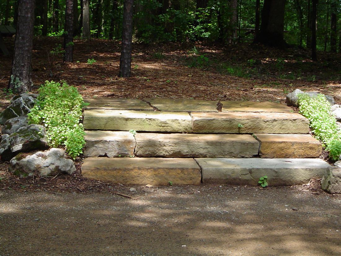 Garden steps, solid sandstone slabs