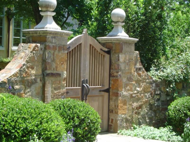 Gate pillars, with a wood gate