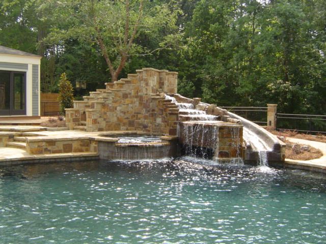 Grotto waterfall, stacked stone