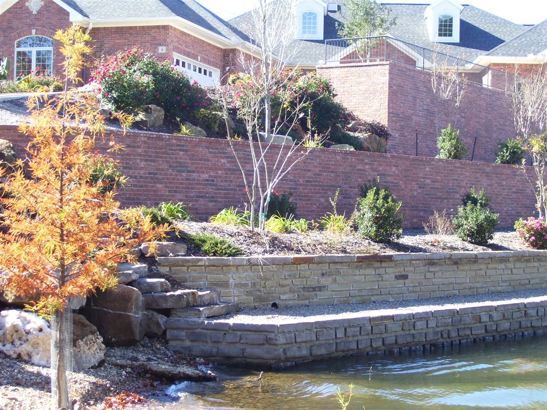 Lakeside dry-stack wall, at the water