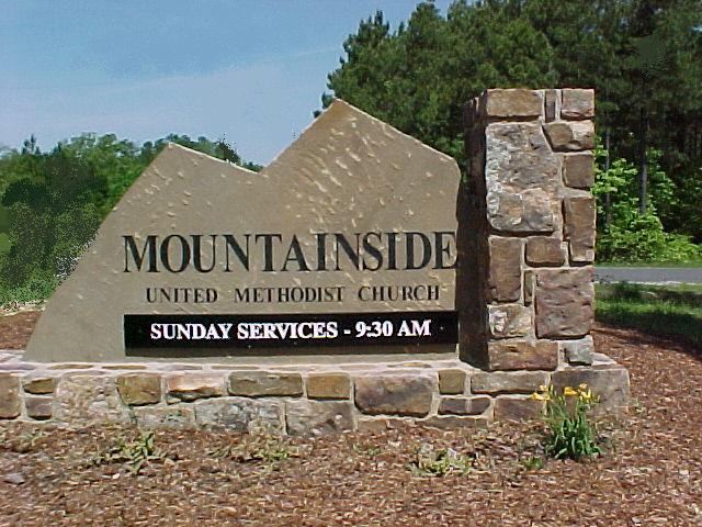 Mountainside United Methodist, stone sign