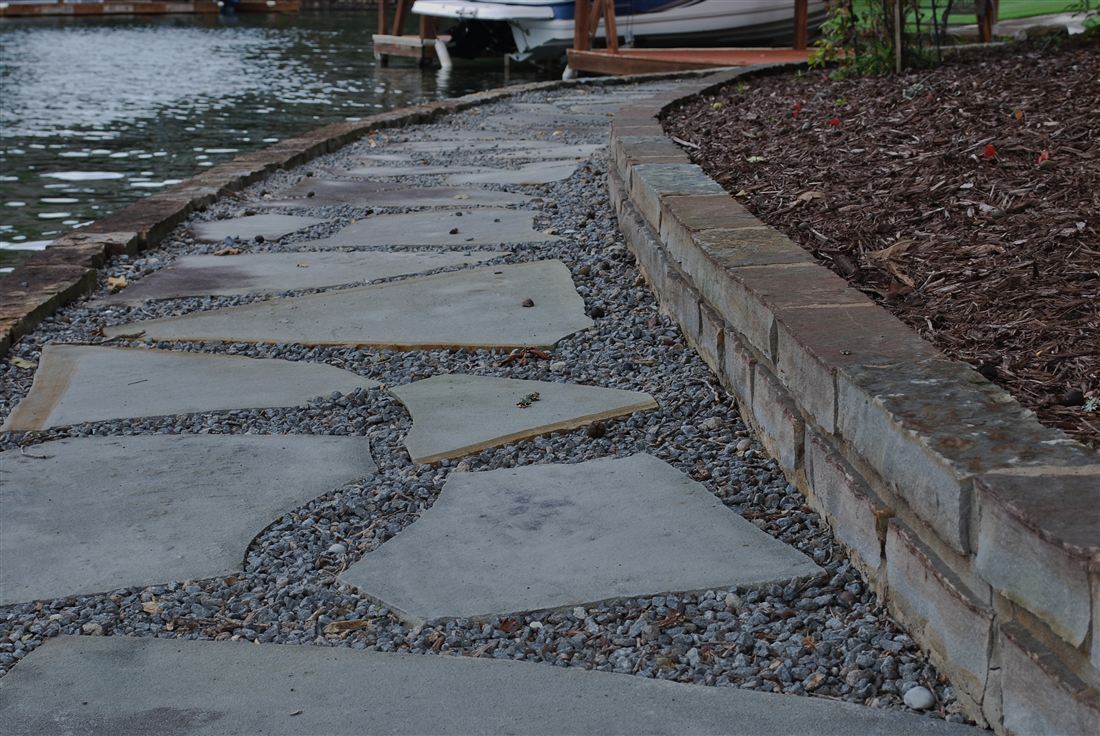 Path along the lake, flagstone with gravel joints