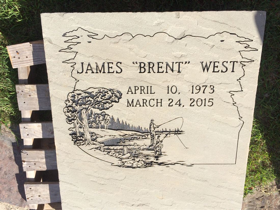 Sandstone headstone, engraved