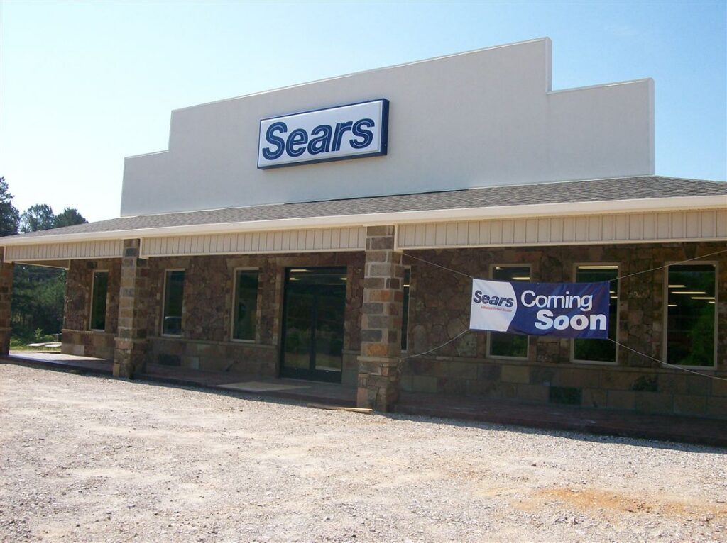 Sears, Ouachita-blend stone storefront