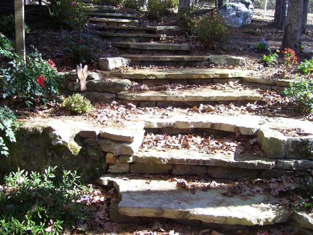 Slab steps, through a garden