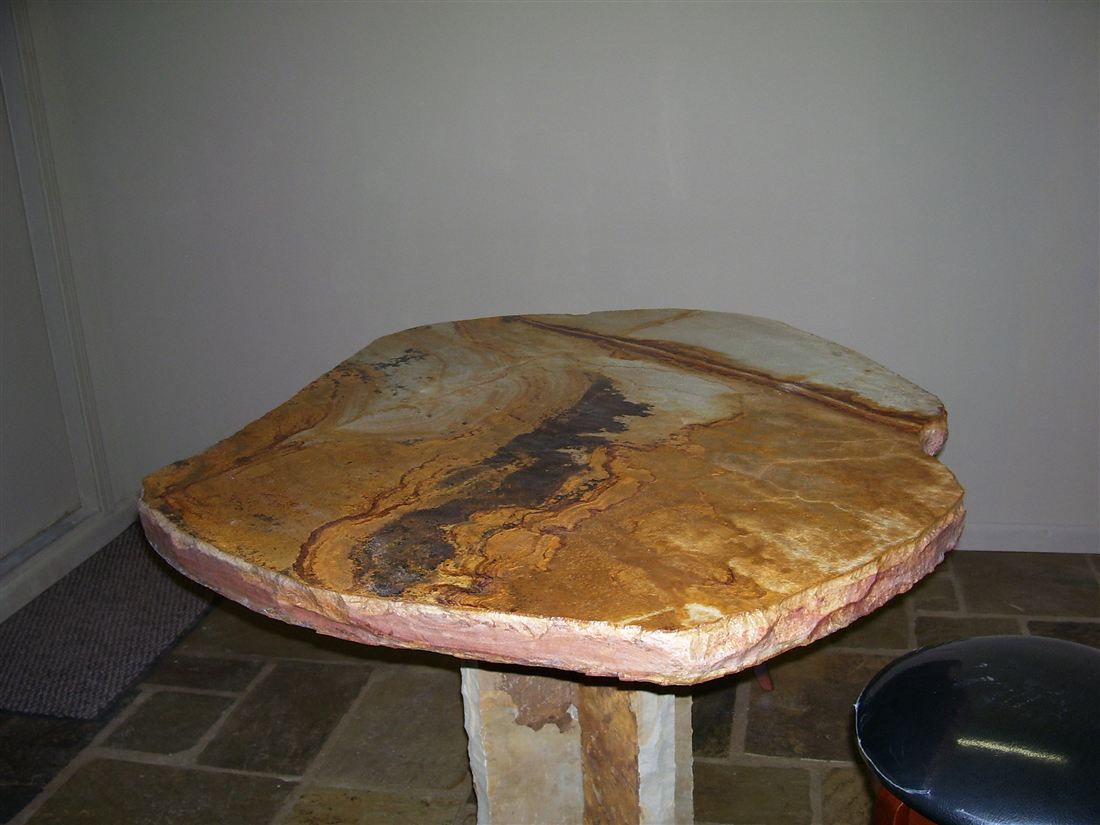 Slab table, indoors