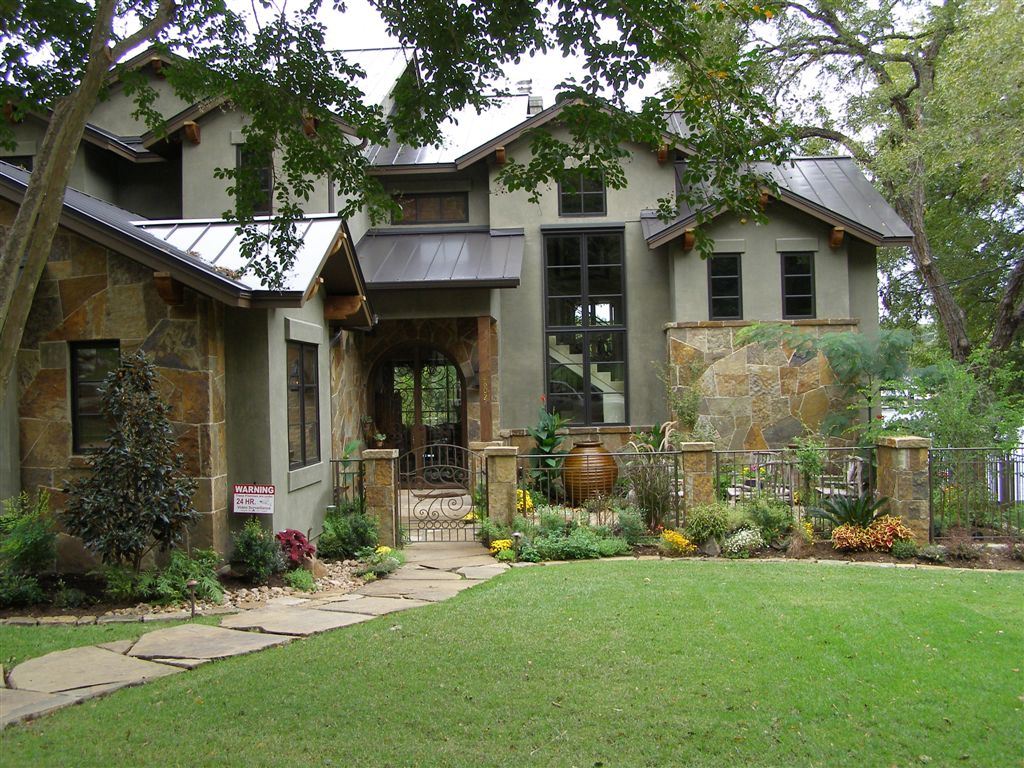 Stone and stucco, flagstone paths