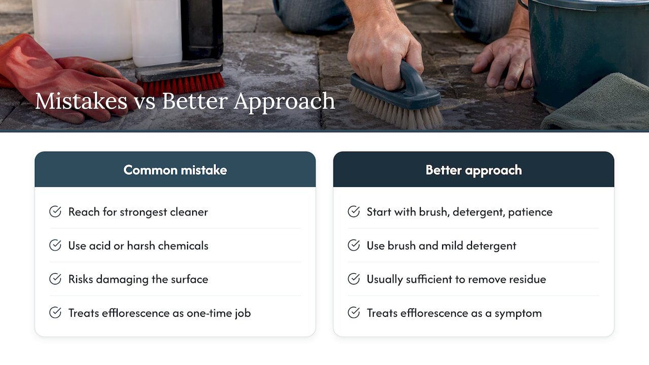 What homeowners get wrong about efflorescence: overview diagram