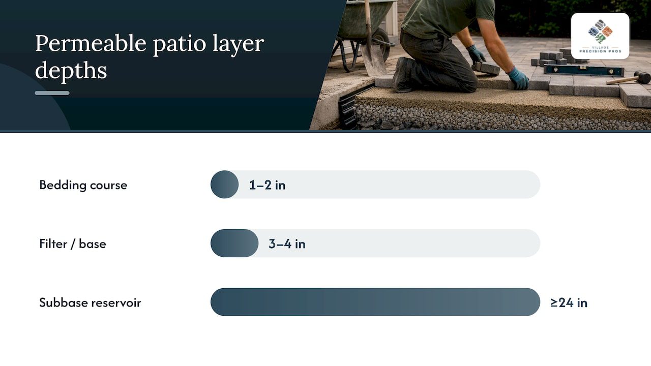 Permeable patio construction layers