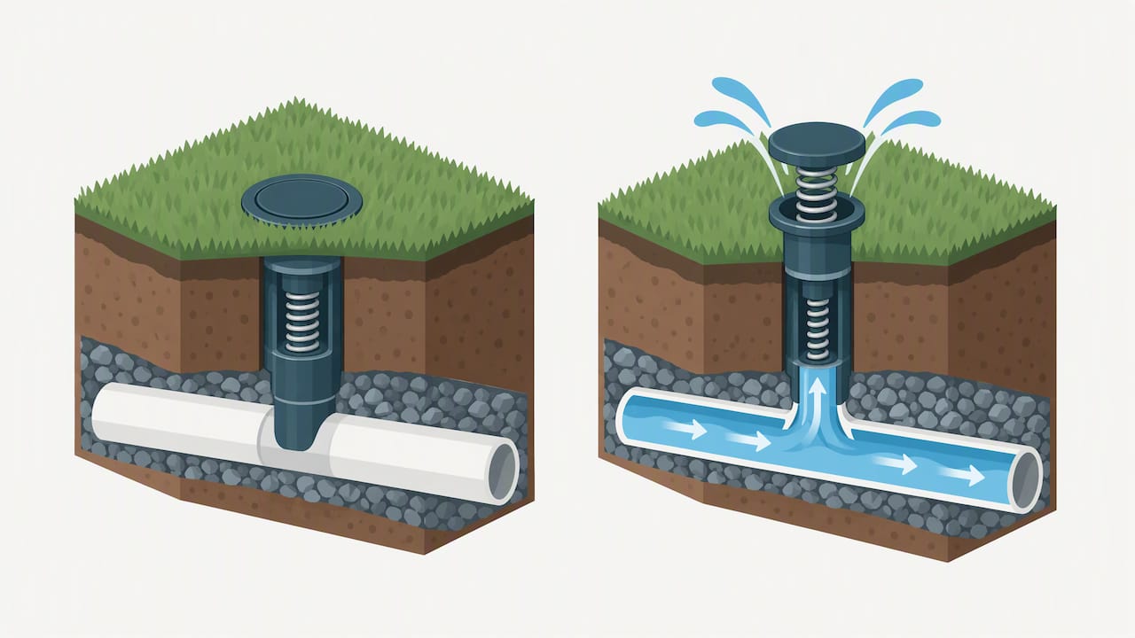 Cross section of pop up emitter operation