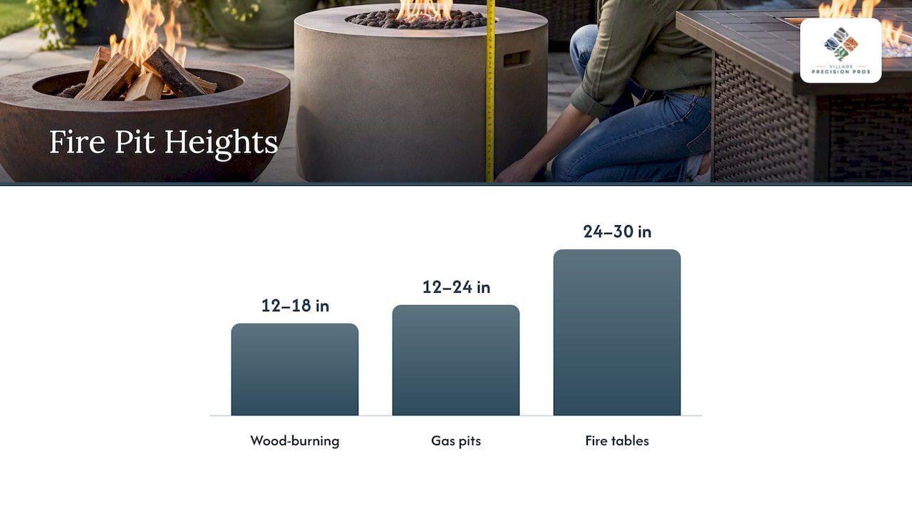 Proportional comparison of fire pit heights