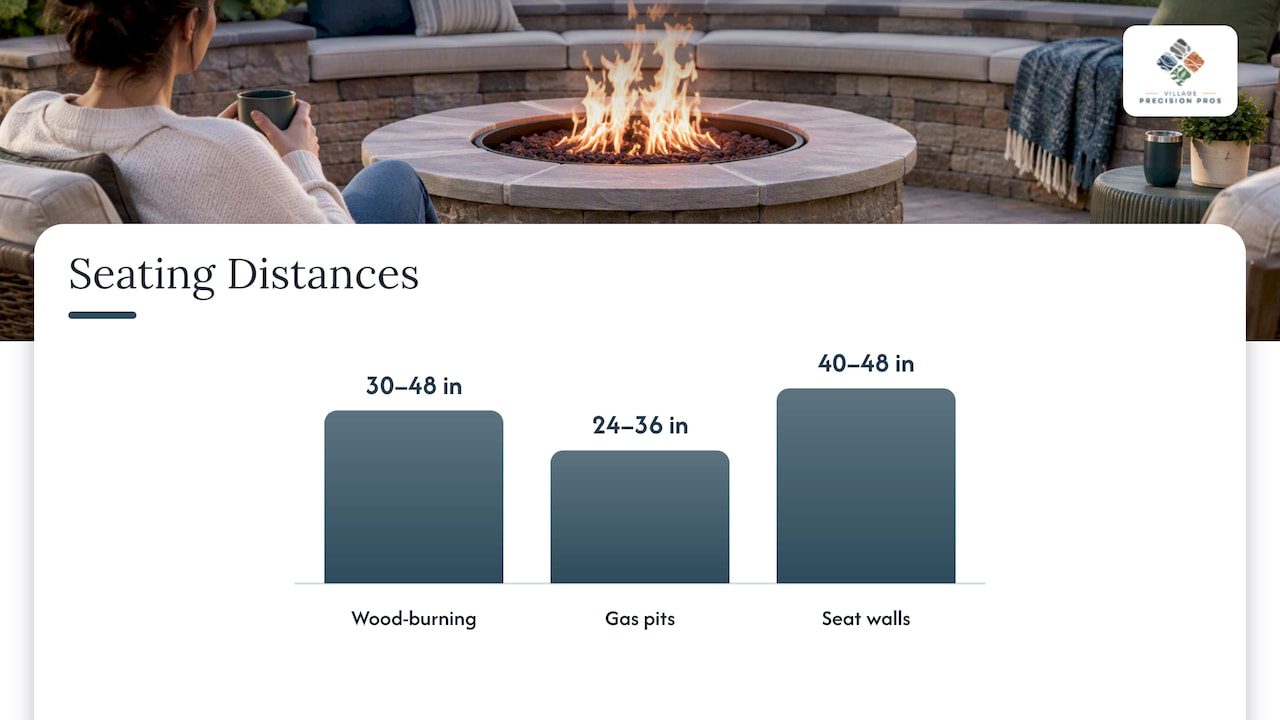 How far should seating sit from the fire? overview diagram