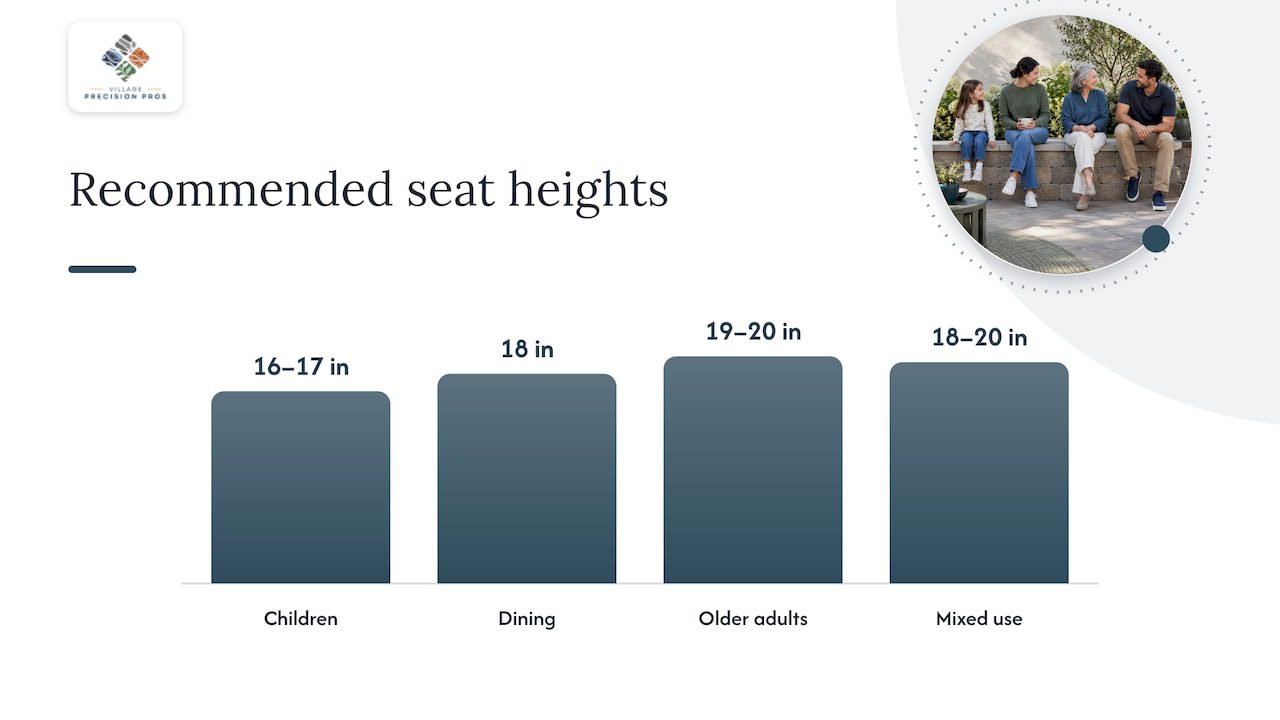 Seat wall heights across four household uses